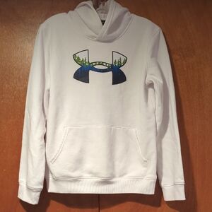 Under Armour White Hoodie with Nature Logo